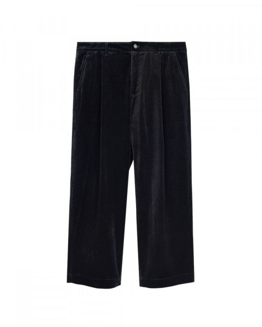 21FW CORDUROY ONE TUCK CURVED PANTS BLACK