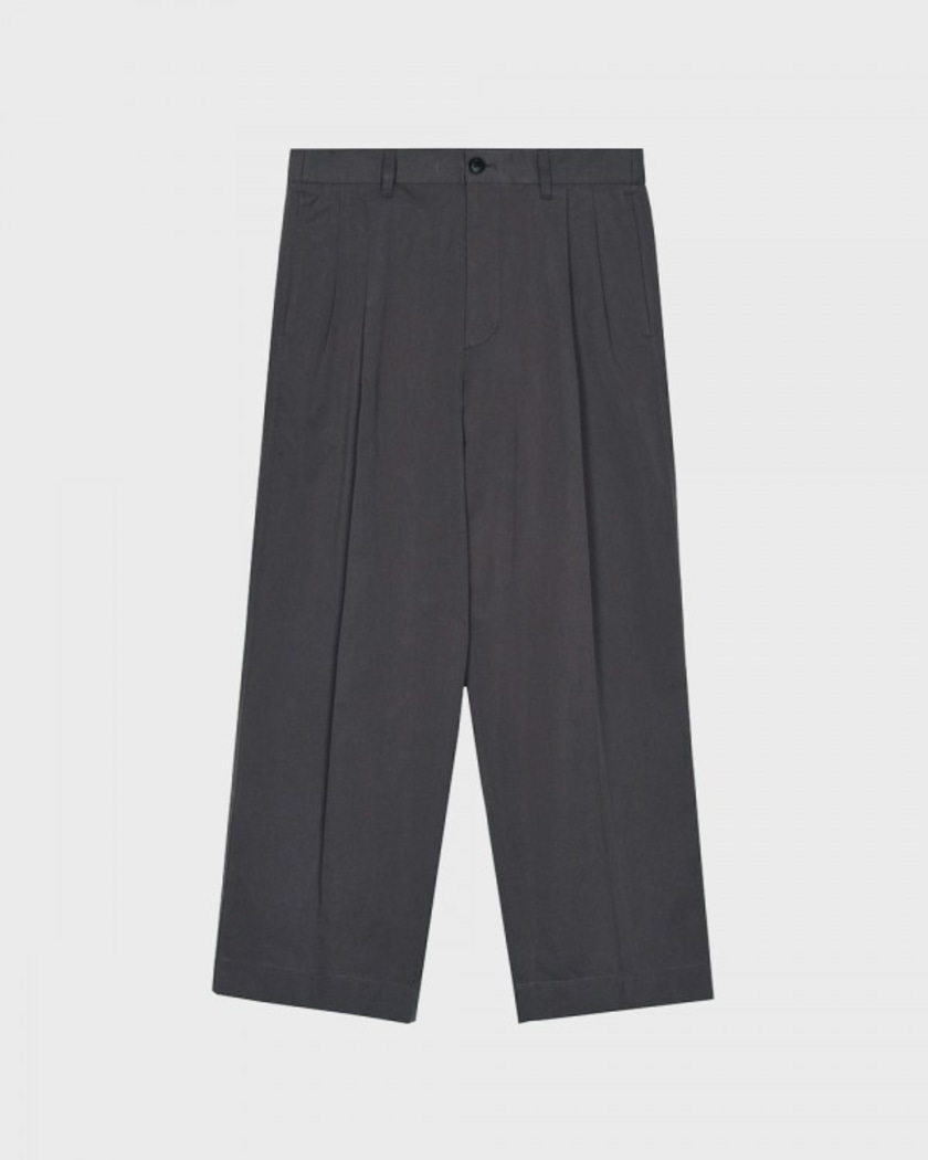 21SS WIDE TWO TUCK CROP PANTS CHARCOAL