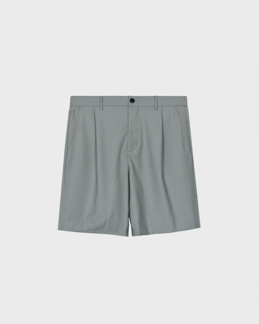 21SS WIDE FIT TR ONE TUCK SHORTS GREY