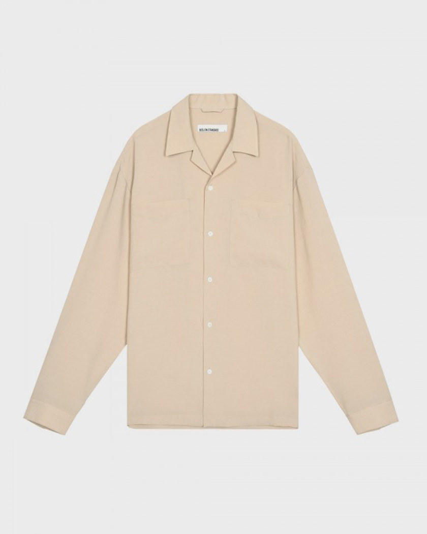 LOOSE FIT OPEN COLLAR SHIRTS BEIGE