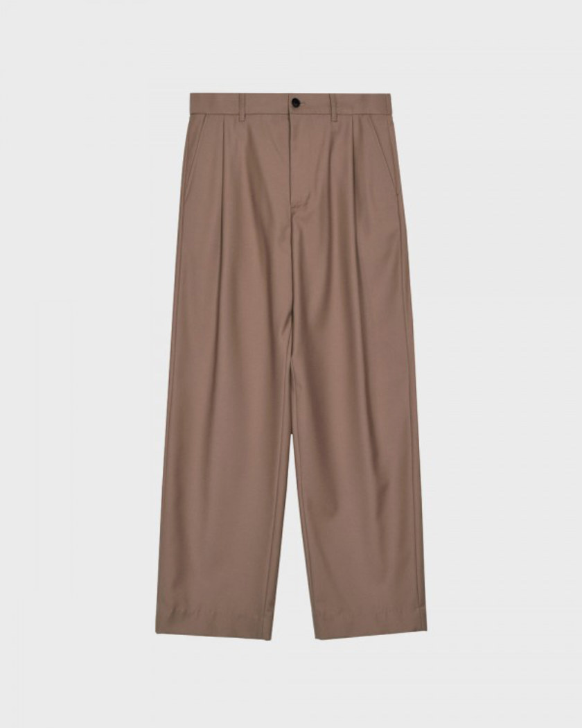 WIDE FIT TR ONE TUCK PANTS LIGHT BRICK
