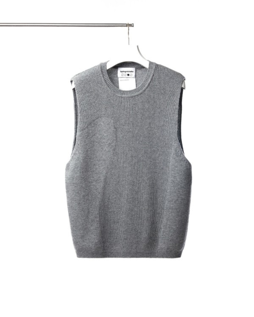 21FW TYPING MISTAKE TEXTURE MIXED KNIT VEST GREY