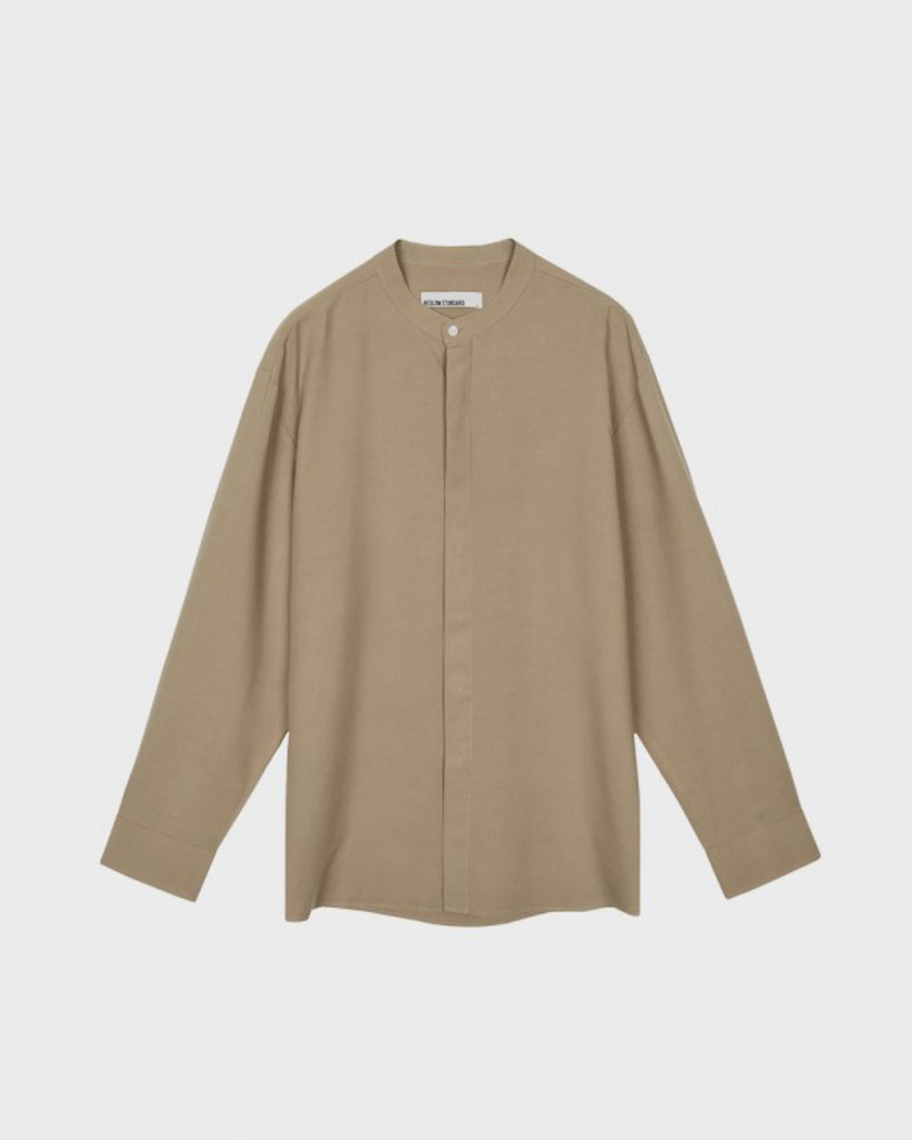 COOL BANDED COLLAR SHIRT BEIGE