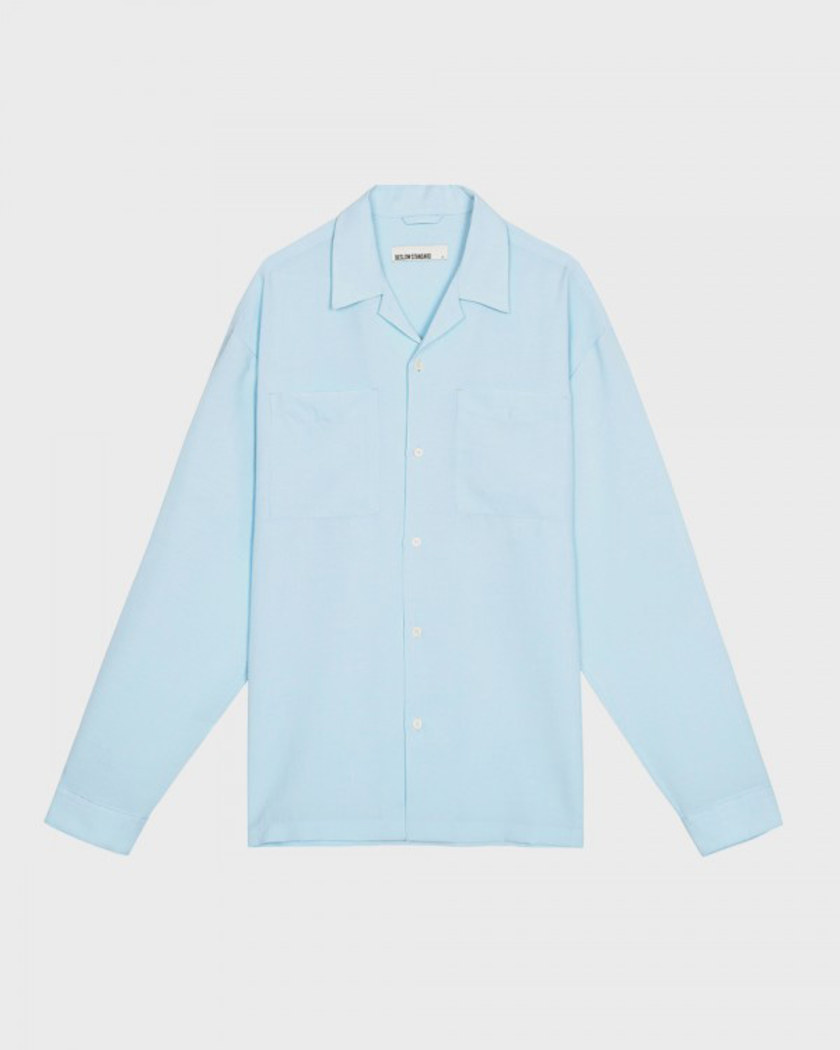 21SS LOOSE FIT OPEN COLLAR SHIRTS SKY BLUE