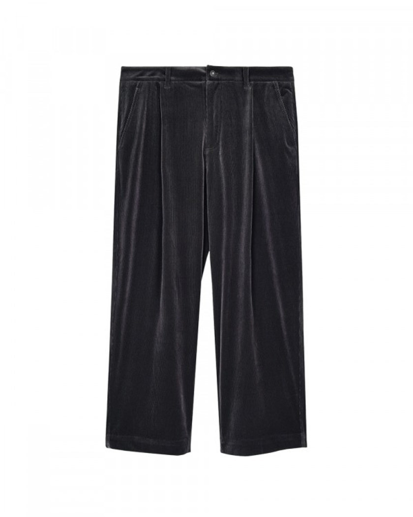 21FW CORDUROY ONE TUCK CURVED PANTS CHARCOAL