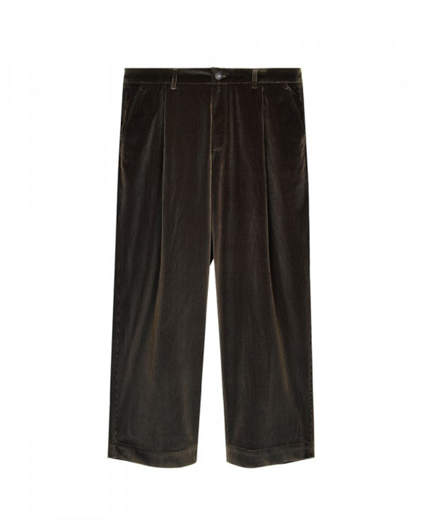 21FW CORDUROY ONE TUCK CURVED PANTS BROWN