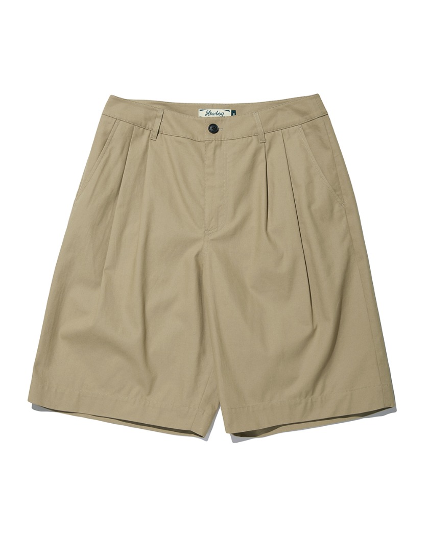 WIDE FIT THREE TUCK CHINO SHORTS BEIGE