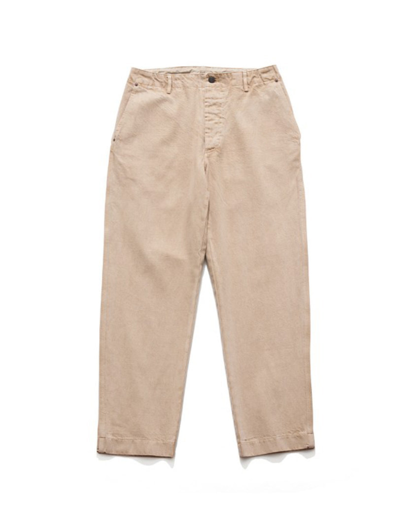 21FW UNAFFECTED CONTRAST STITCH PANTS DYED ECRU