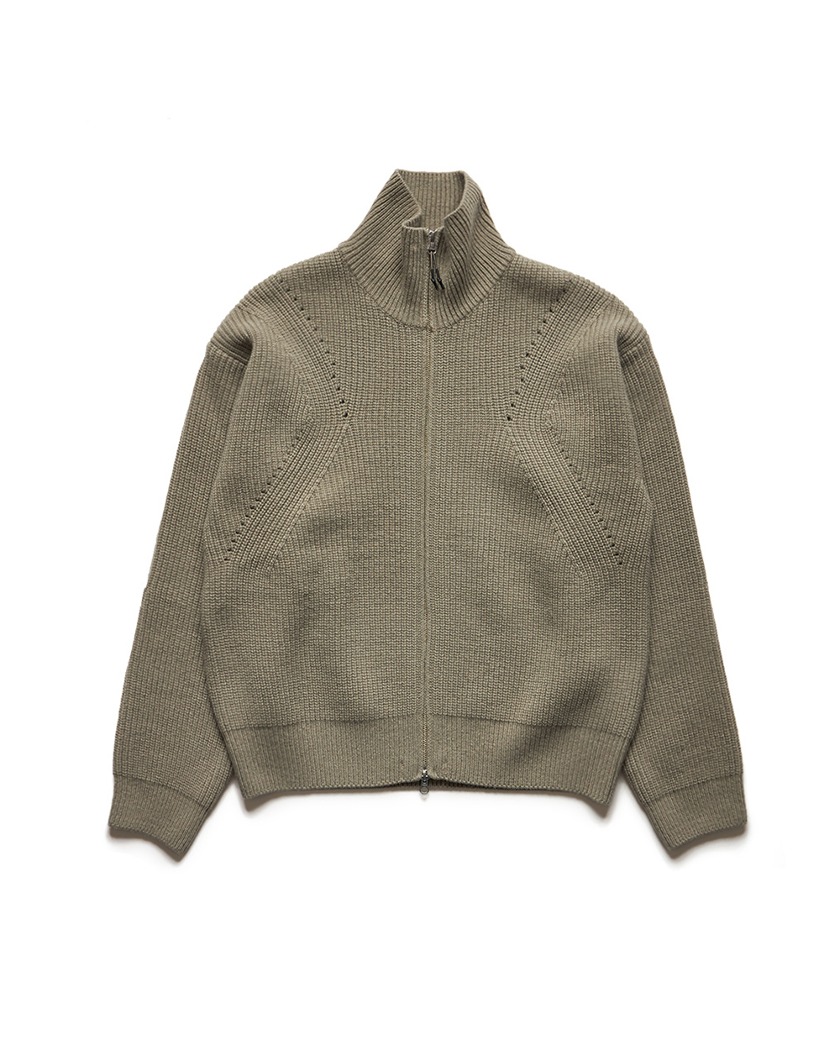 22FW UNAFFECTED KNITTED ZIP-UP CARDIGAN BEIGE