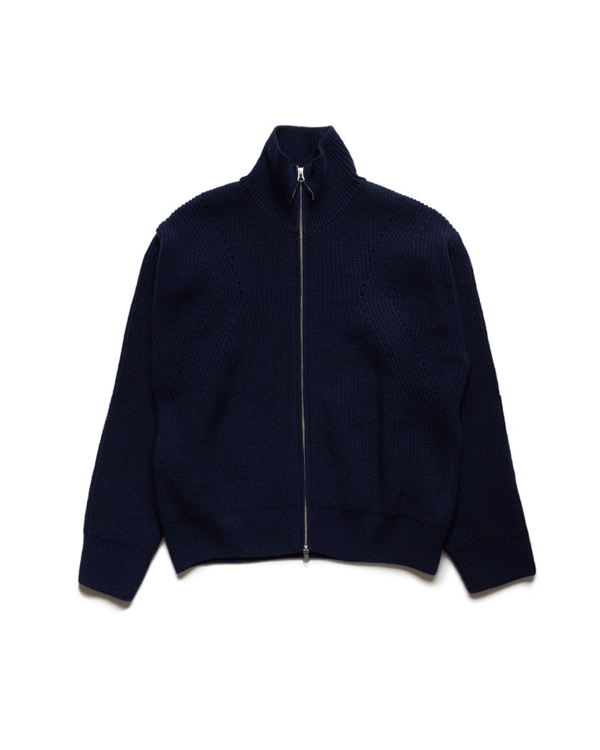 22FW UNAFFECTED KNITTED ZIP-UP CARDIGAN NAVY