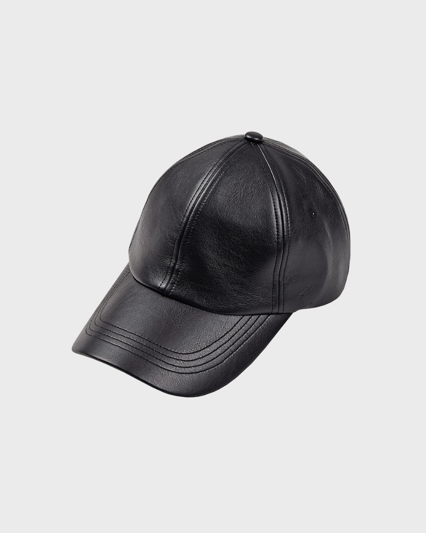 LEATHER BALL CAP BLACK
