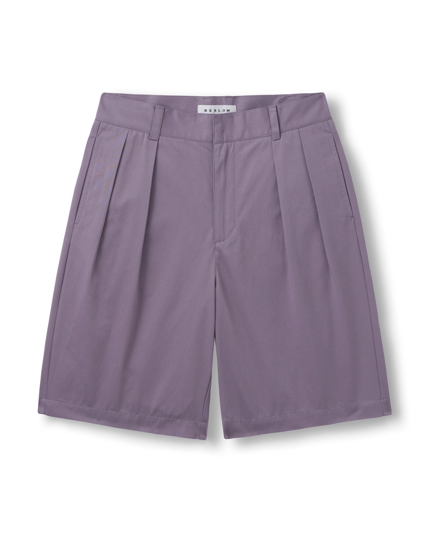 WIDE FIT TWO TUCK SHORTS LAVENDER