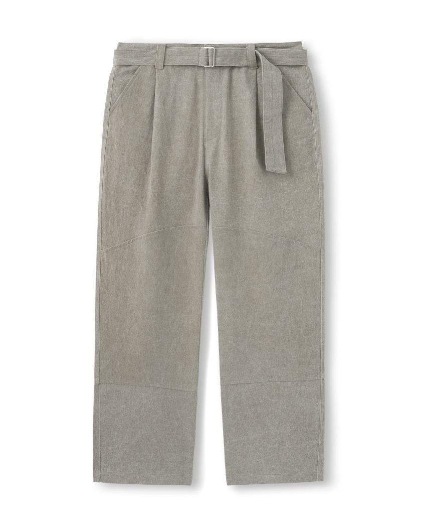 ONE TUCK WASHED BELTED PANTS SAND