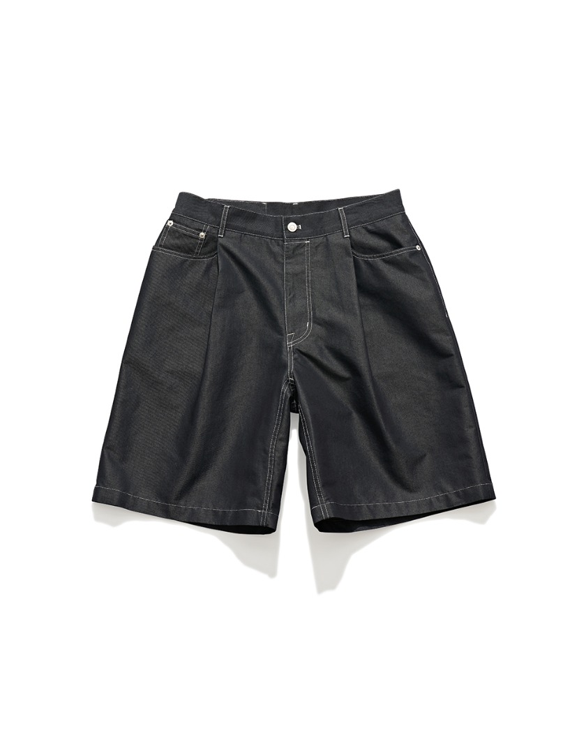 23SS UNAFFECTED ONE TUCK SHORTS BLACK