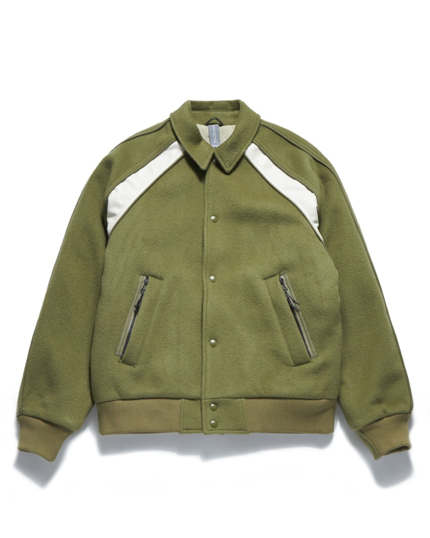 23FW UNAFFECTED PADDED VARSITY JACKET MOSS GREEN