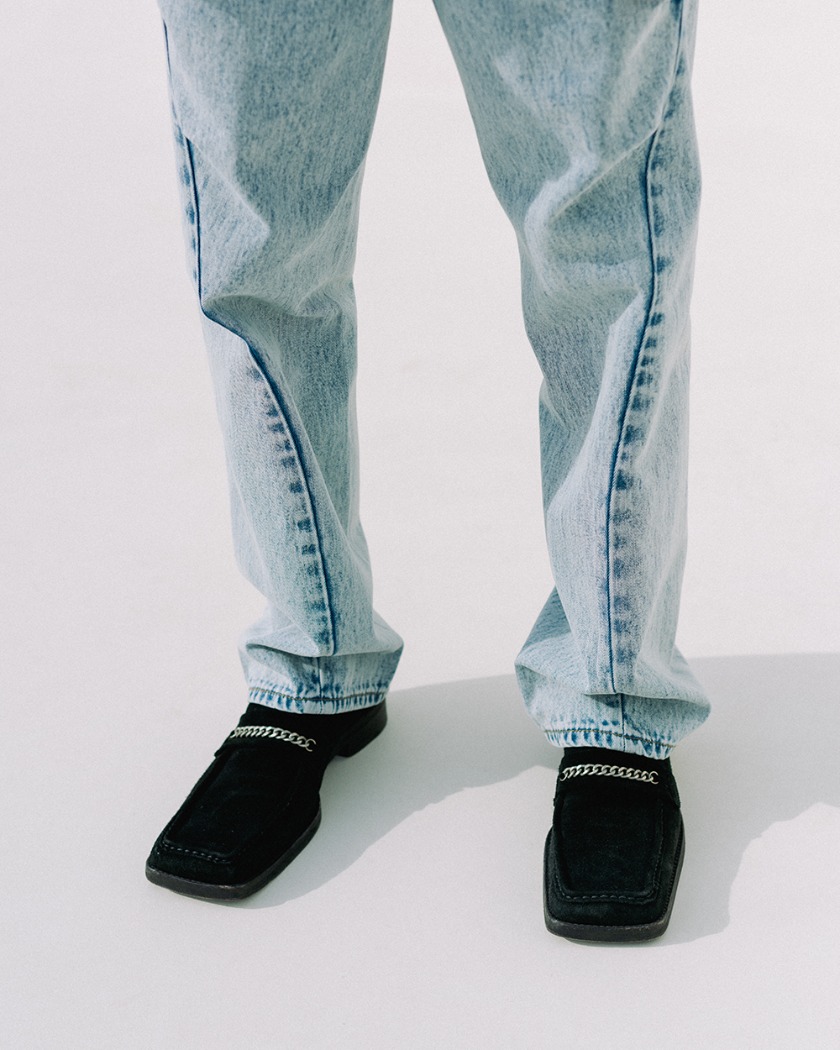 22SS COMFY TWISTED SEAM BLEACH DENIM PANTS LIGHT WASHED