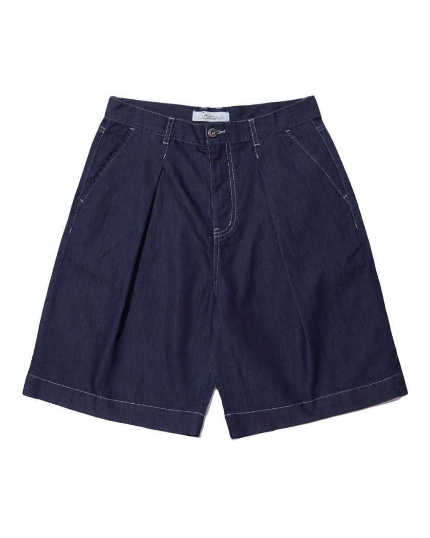 22SS WIDE FIT ONE TUCK TENCEL SHORTS INDIGO