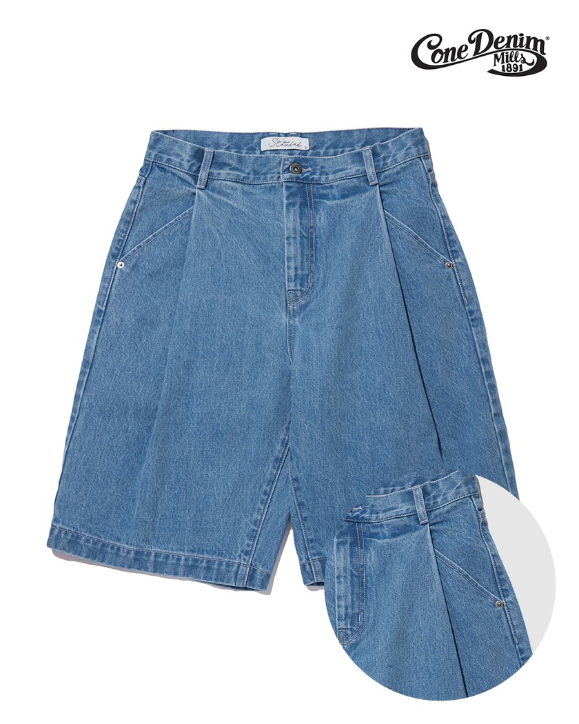 CONE MILL DEEP ONE TUCK SHORTS_LIGHT WASHED