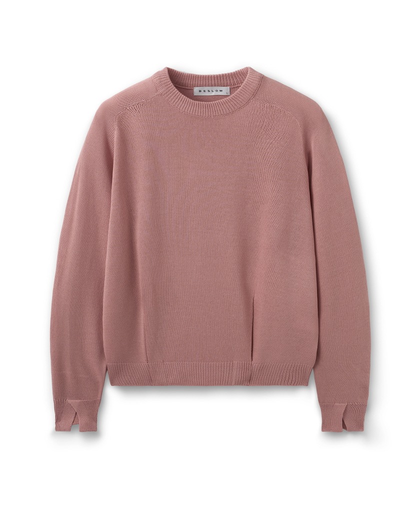 23SS CREW NECK TUCK KNIT PALE PINK