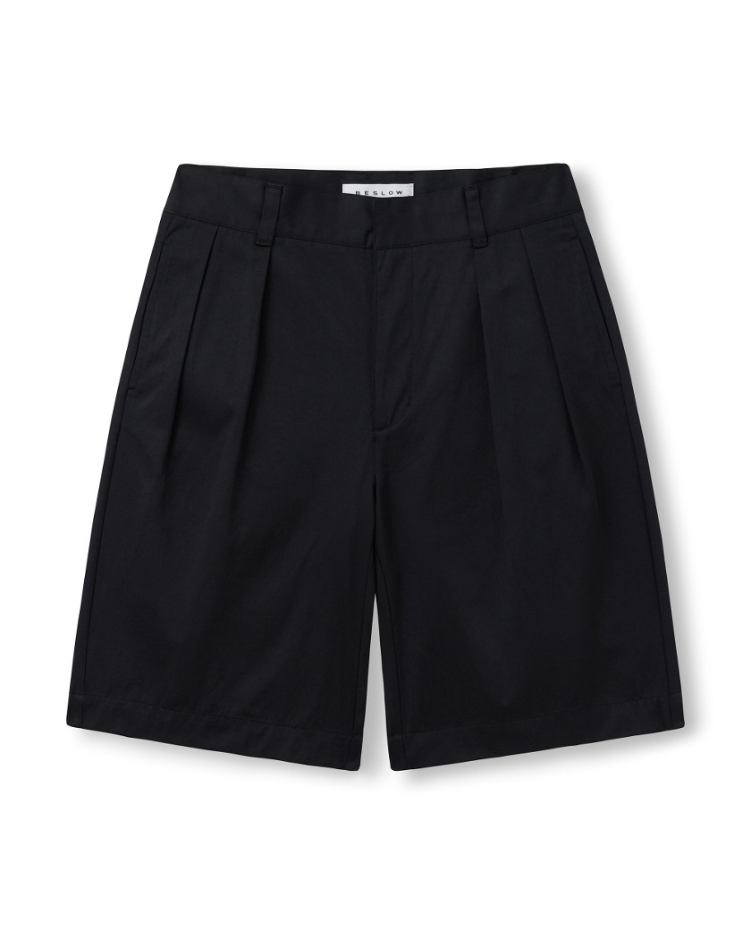 23SS WIDE FIT TWO TUCK SHORTS BLACK