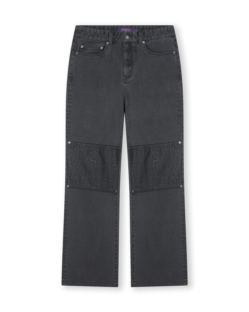 DOUBLE KNEE FLARE JEANS GREY