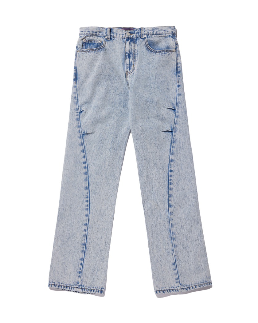 22SS COMFY TWISTED SEAM BLEACH DENIM PANTS LIGHT WASHED