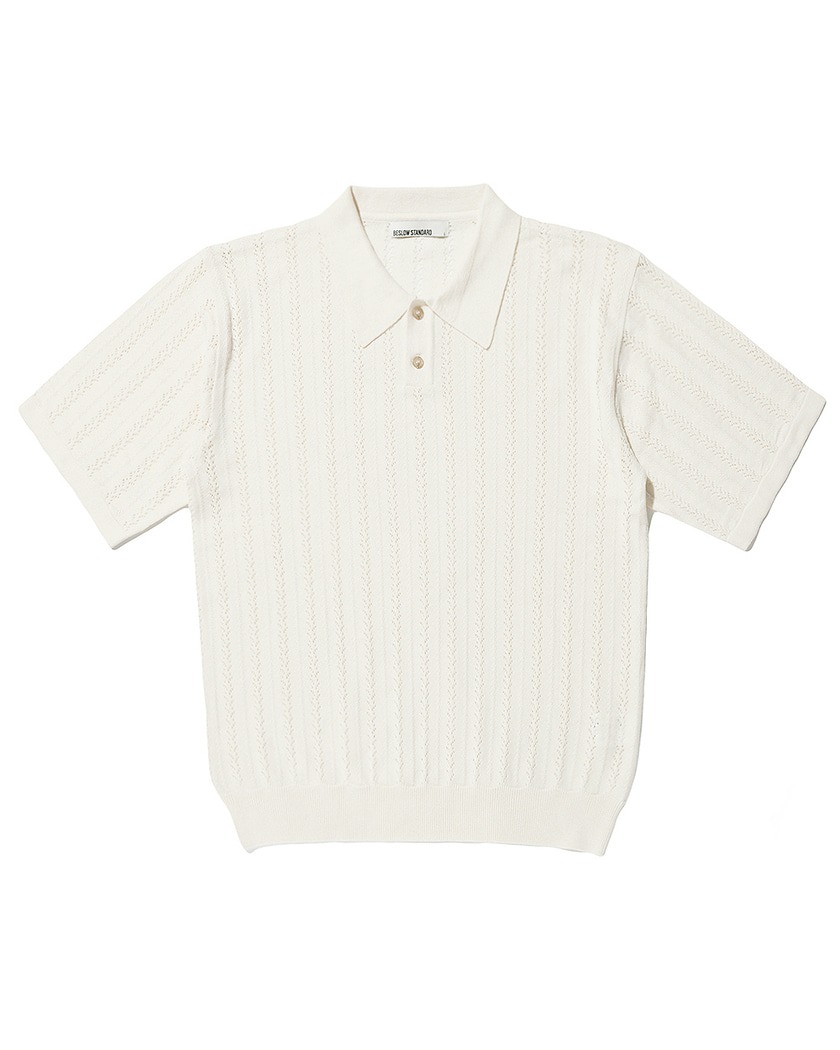 22SS MESHED HALF SLEEVE KNIT PIQUE IVORY